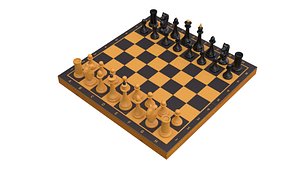 chess board with pieces model