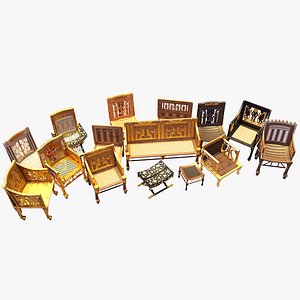 Egyptian Furniture Kit - 15 Chairs Thrones Stools