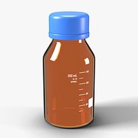 Amber Reagent Bottle 250 ml with Blue GL45 Screw Cap - Laboratory Glassware