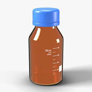 Amber Reagent Bottle 250 ml with Blue GL45 Screw Cap - Laboratory Glassware