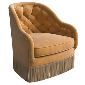 3D Deep tufted velvet tub chair with high fringe model