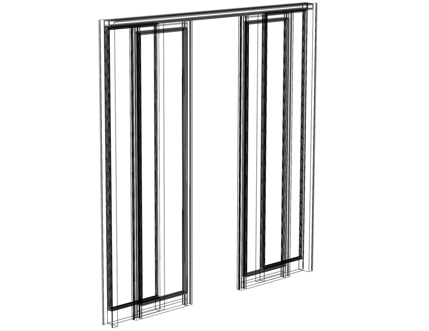 Aluminium Double Sliding Doors Model TurboSquid 2177051