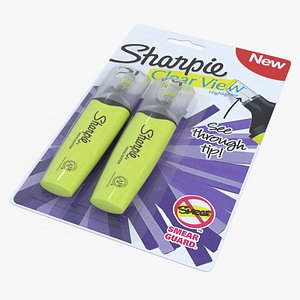 3D model 2 Sharpie Highlighter Markers with Package