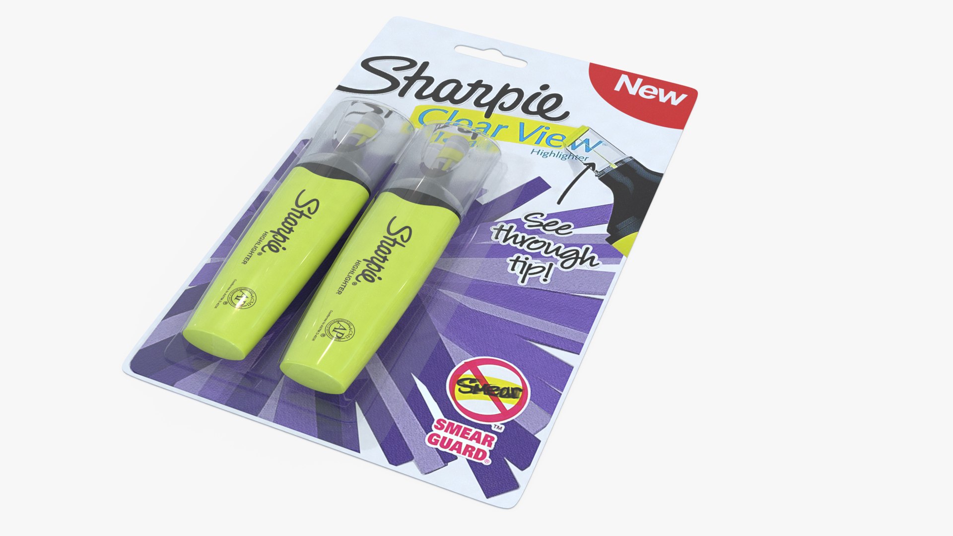 2 Sharpie Highlighter Markers with Package 3D model preview
