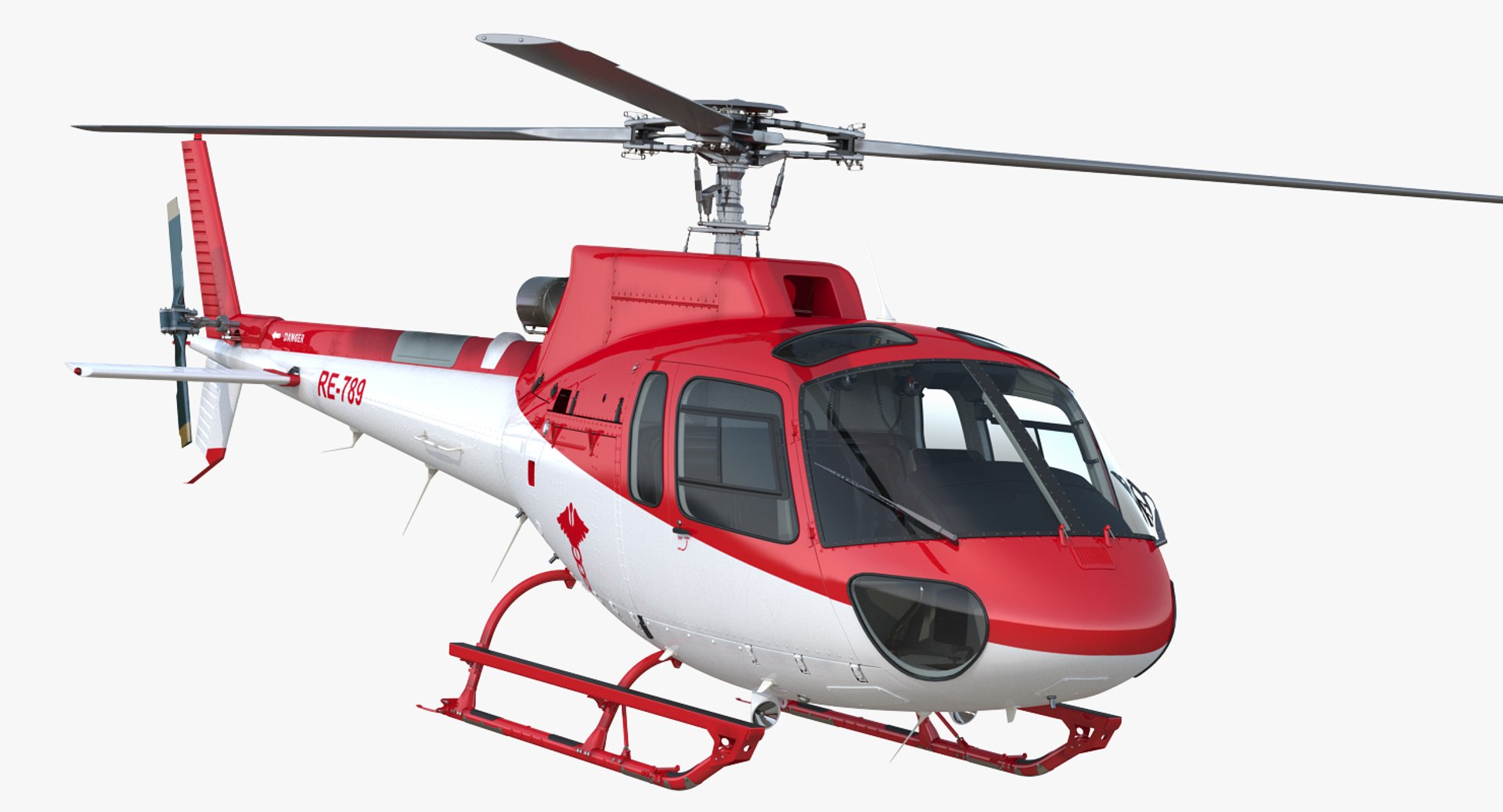 Medical Transport Helicopter Eurocopter AS 350 Rigged 3D model preview