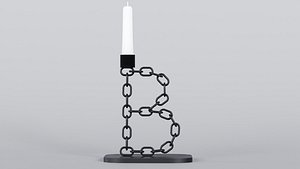 3D model Alphabet B Black Chain Candleholder 3D Model True PBR Renders Zero Cleanup UVs 4K PBR Textures