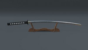 Katana with Rack Weathered 3D model