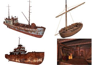 Old Ship Collection 3D model