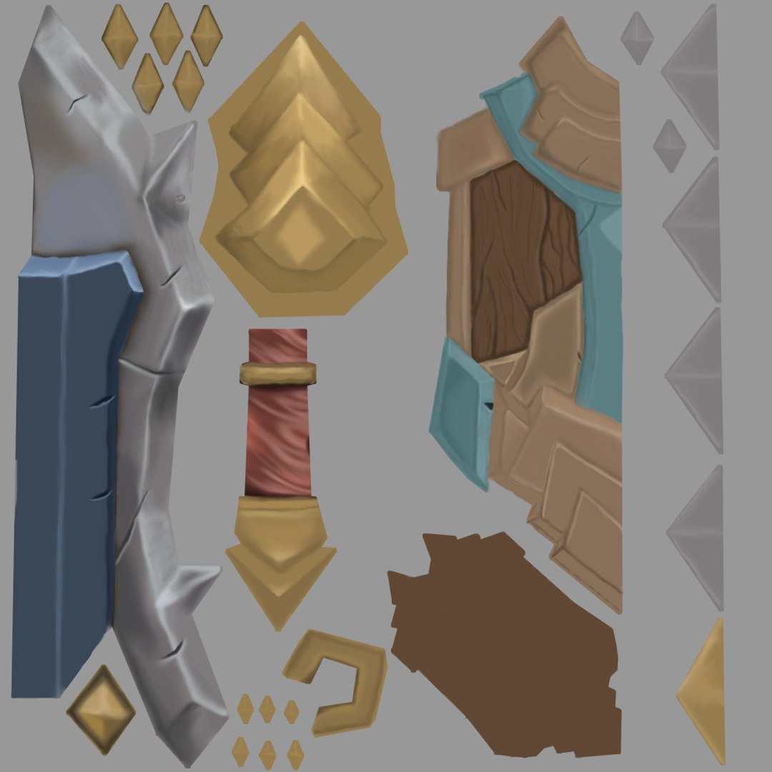 Hand Painted Sword Shield Model - TurboSquid 1642310