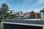 Un environnement de scène 3D de maison moderne avec forêt entourée