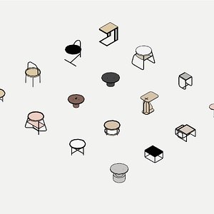 3D Coffee tables - Pack of revit families