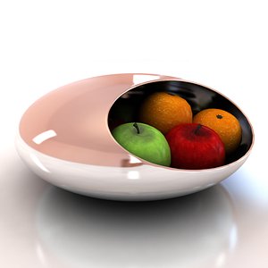 3d chrome fruit bowl model