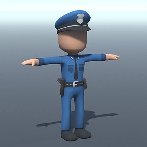 3D Lowpoly Toony Policeman Rigged and Animated