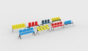 3D Waiting Chairs set 3D model
