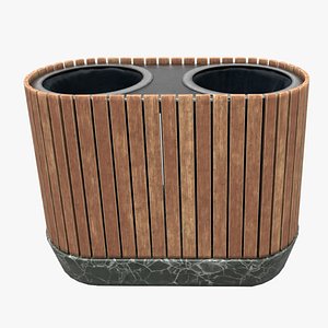 3D Modern Timber Street Bin Vol 02 - 4K Textures Game-Ready PBR