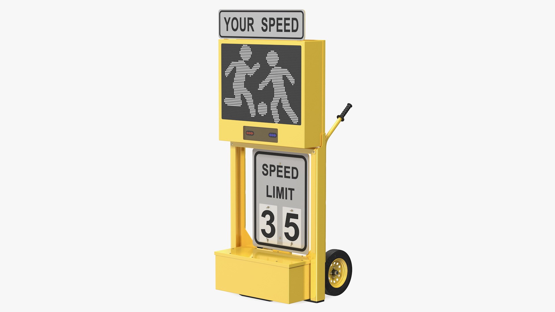 Radar Speed Sign Dolly with Matrix Messaging Display 3D model preview