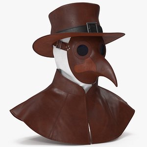 Plague Doctor Mask Brown with Balaclava and Mantle and Hat