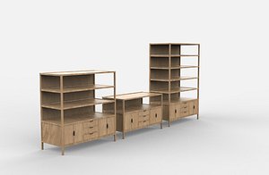 Wide Bookshelf 3D model 3D model