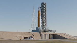 SLS Rocket with Launch Complex 39B  Kennedy Space Center Launch Scene 3D model