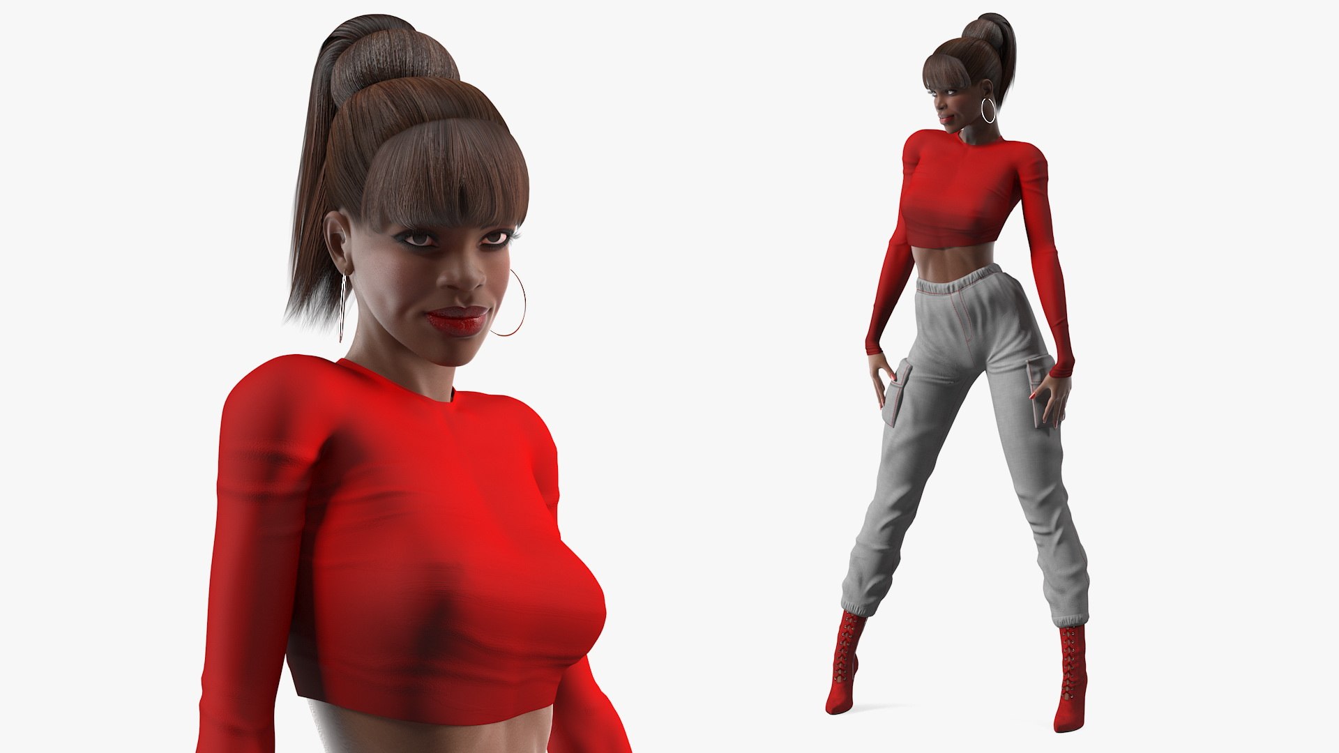 Dark Skin City Style Woman 3D model preview