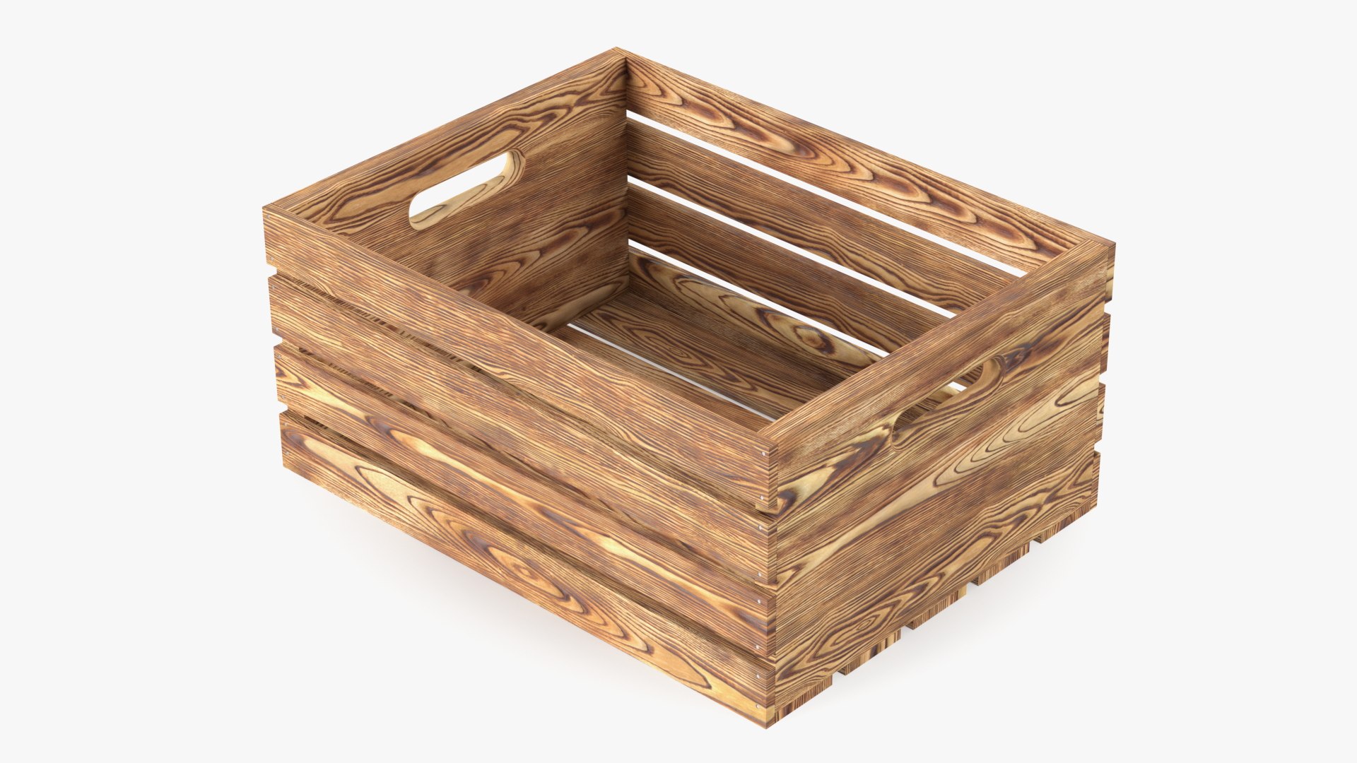 Low Small Box of Burnt Planks 3D model preview