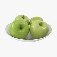 Apples Granny Smith on a Plate