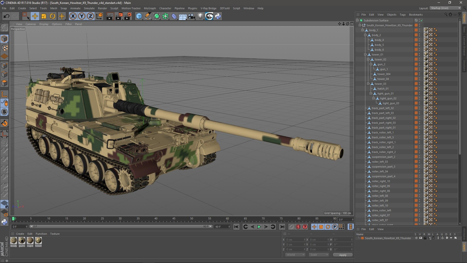 South Korean Howitzer K9 Thunder Model - TurboSquid 2217150