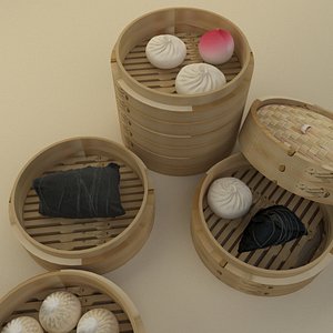 3D Chinese bamboo steamer model