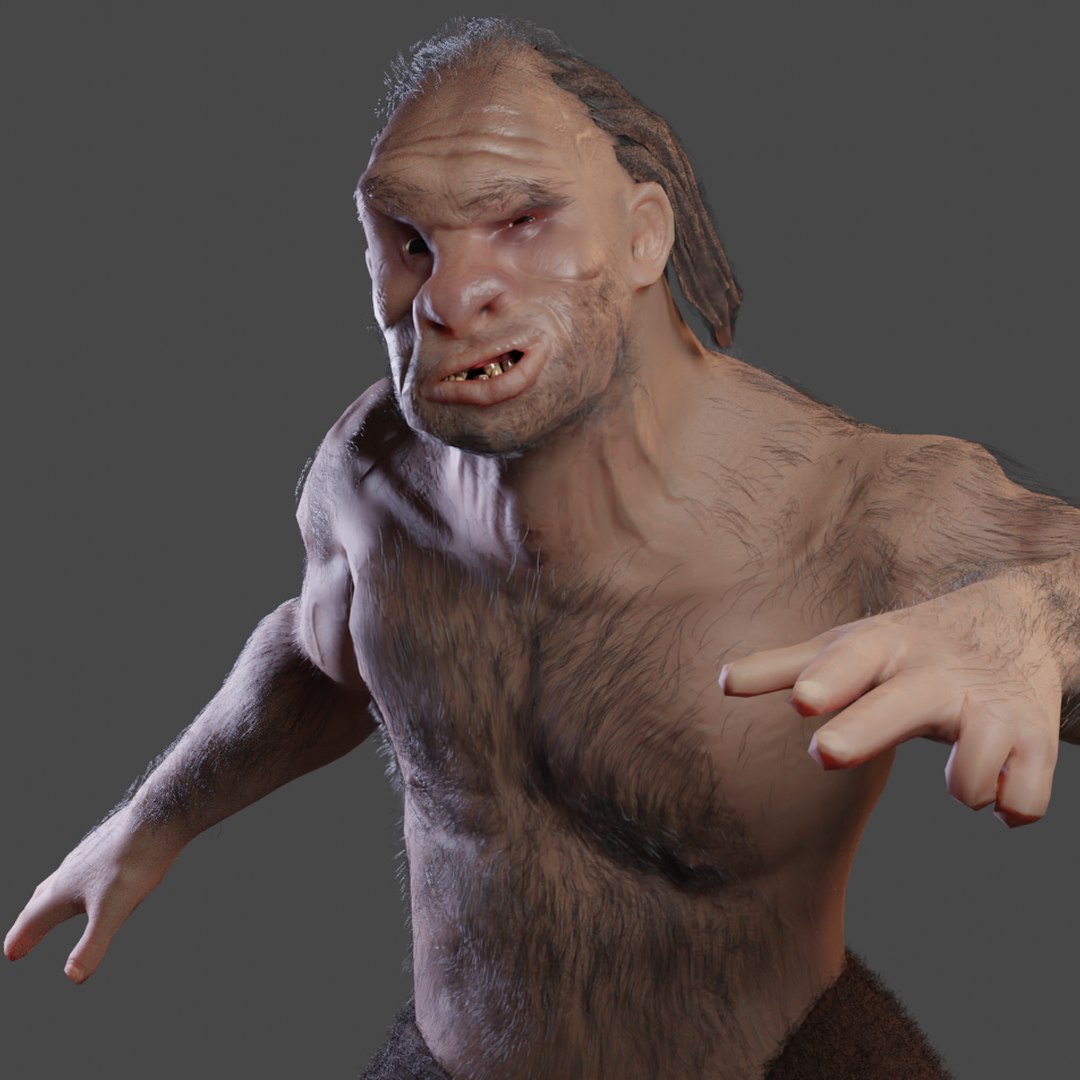 Neanderthal T-Pose Fur 3D model - TurboSquid 2089909