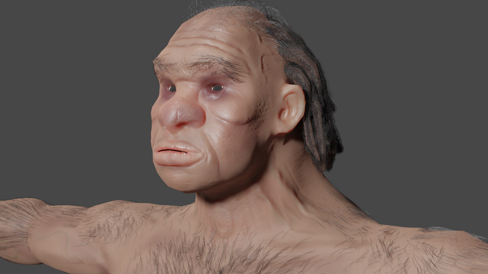 Neanderthal T-Pose Fur 3D model - TurboSquid 2089909