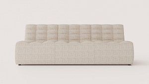 Modern Low-Profile Tufted 3-Seater Fabric Sofa