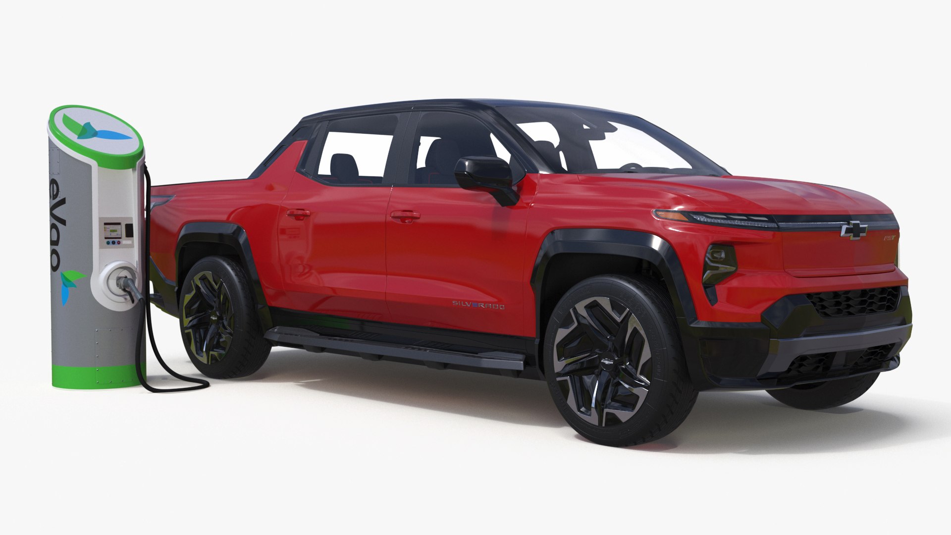 Red Chevrolet Silverado EV With EVgo Electric Car Charging Station ...