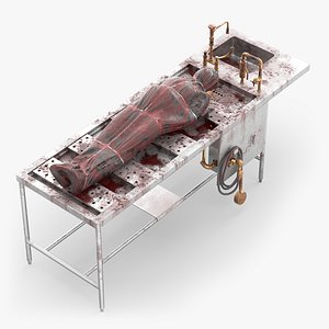 Forensic Lab Table with Tied Bloody Corpse