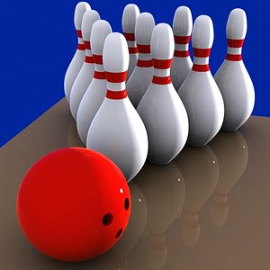 Cartoon Bowling Ball & Pins