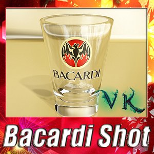 photorealistic bacardi shot glass 3d model