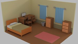 Lowpoly Cartoon Bedroom Pack 3D model