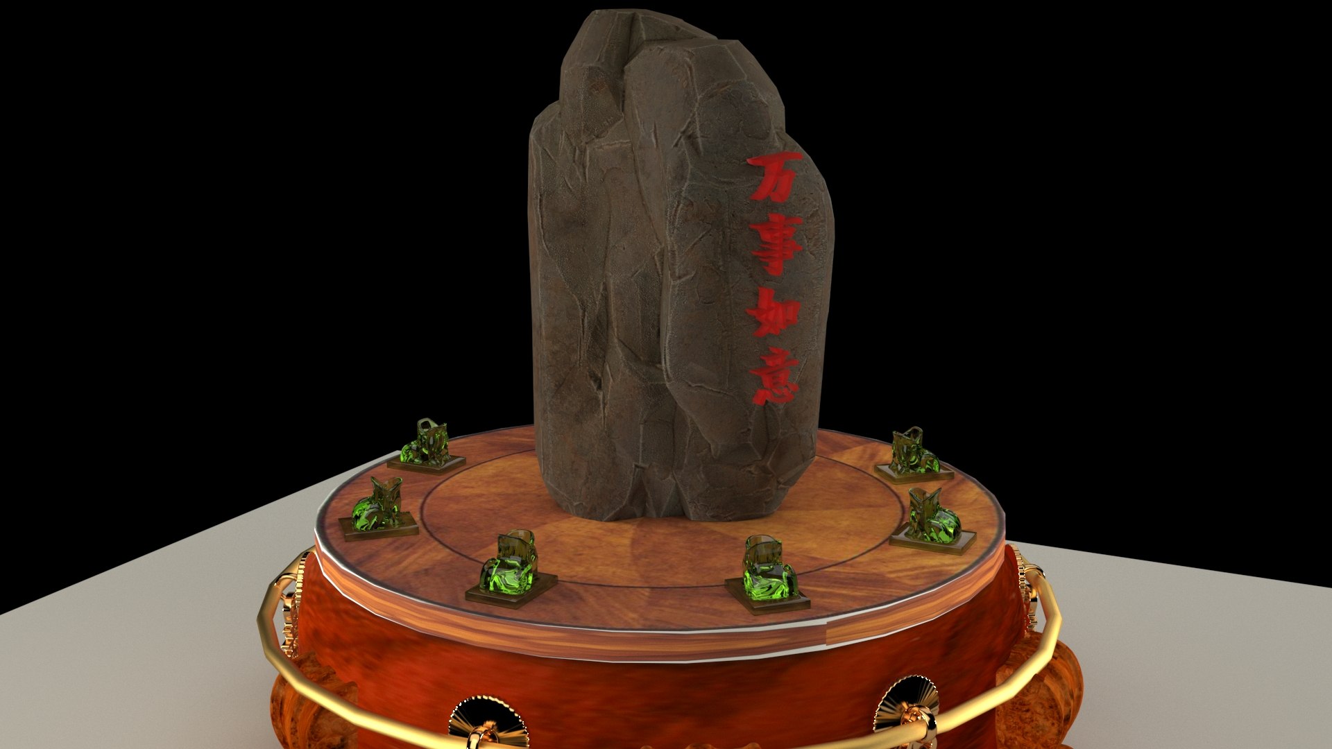 3D Chinese Display Stand With Rock Sign Model TurboSquid 1870625