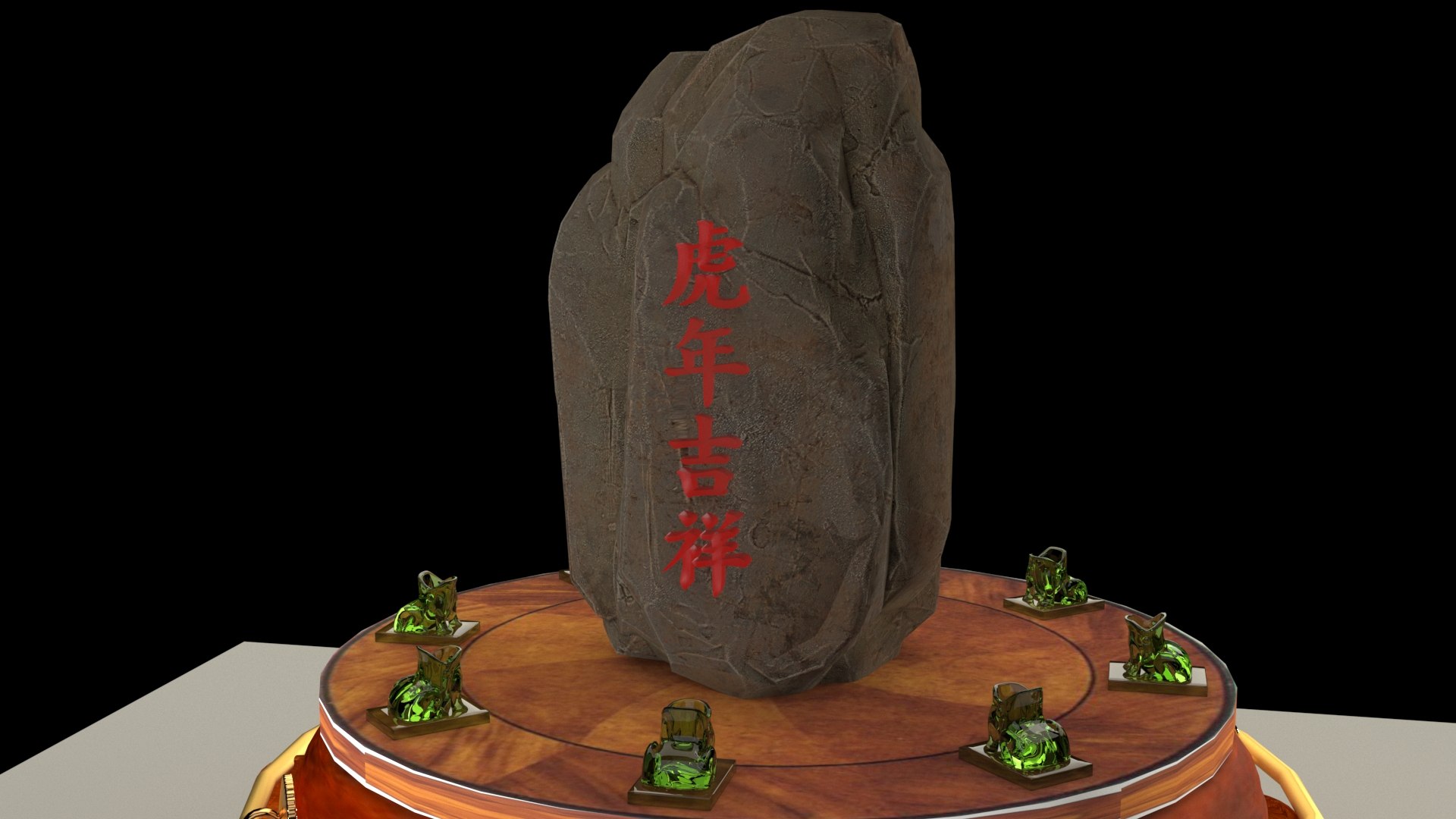 3D Chinese Display Stand With Rock Sign Model TurboSquid 1870625