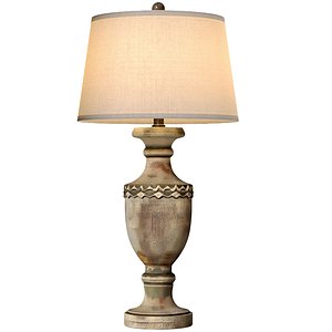 Rustic Classic Urn-Shaped Table Lamp with Fabric Shade 3D model 3D