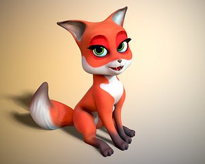 cartoon little fox 3D model