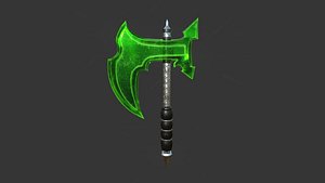 Medieval Battle Axe 04 Green Transparent - Fantasy Weaponry 3D model