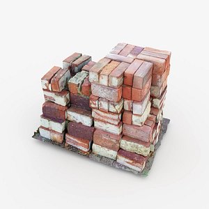 3D brick pile red