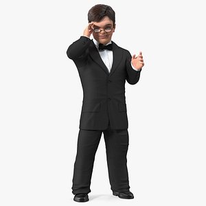 3D Happy Dwarf Man Wearing Business Suit model