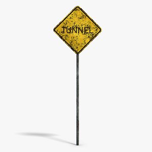 Damaged Tunnel Sign 3D model