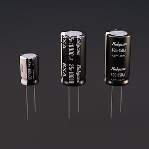 3d model kit electrolytic capacitors
