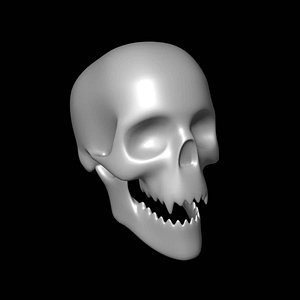 Skull with sharp vampire teeth