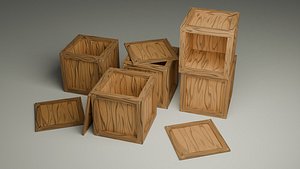 Low poly stylized boxes collection 3D model
