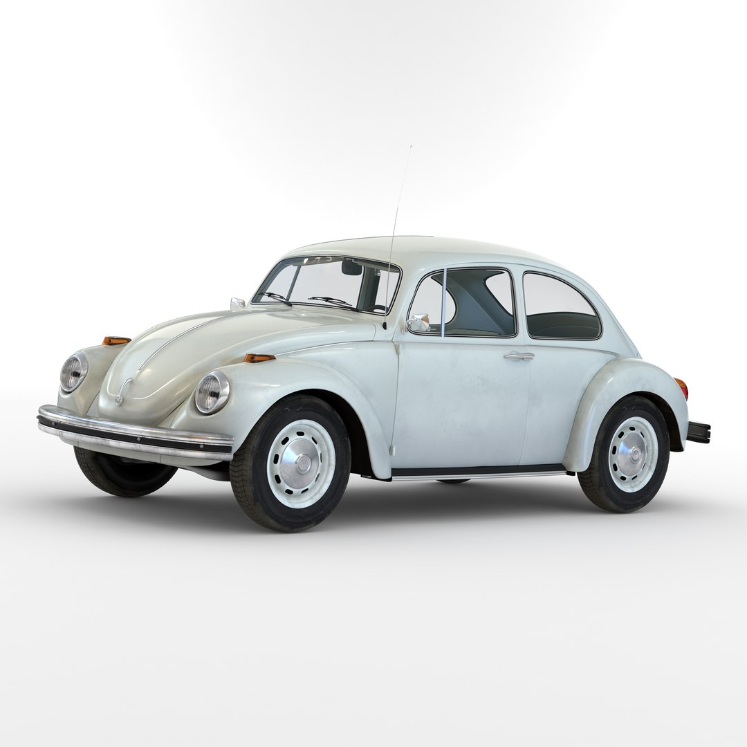 Volkswagen Beetle 1966 Simple Interior White 3D model preview