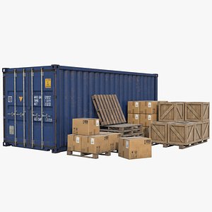 3D model Cargo Container Boxes And Crates UHD