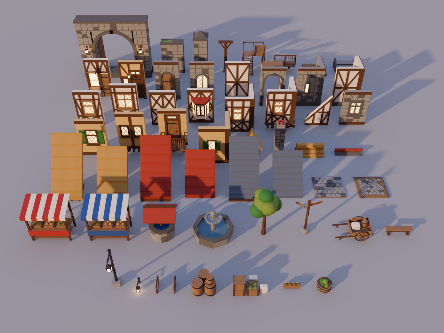 3D Low Poly Modular Medieval Town Kit - 56 Game Ready Models https://p.turbosquid.com/ts-thumb/jD/zyrBgP/5w/02_assets_lineup/png/1791110392/1920x1080/fit_q87/c21851a476cef57609545f39481f46ab53c3b70a/02_assets_lineup.jpg